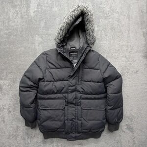 Sonneti Jacket Youth Large Gray Puffer Hooded Faux Fur Insulated Winter Coat